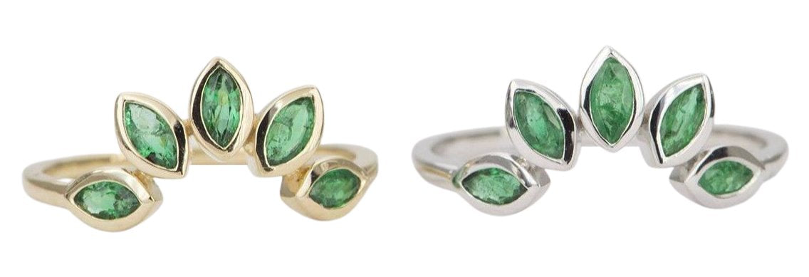 Marquise Emerald Ring 14K Gold Unique Wedding Band Curve Crown Nesting Rings Stacking Stackable Christmas Gift Ideas AD1263-2 Aurora Designer