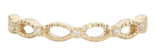 Diamond Marquise Bead &amp; Eye 14K Gold Wedding Band 3/4 Eternity AD1335 Aurora Designer