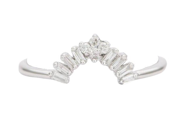 Four Baguette Diamond Crown Ring 14K Gold Wedding Band Nesting Rings AD1348 Aurora Designer