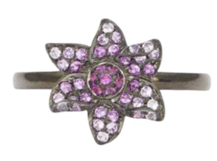 Pink Sapphire Ring Gradient Ombré Flower Floral 14K Gold Unique Wedding Band Engagement Micro Pave Christmas Gift for Her AD1358 Aurora Designer