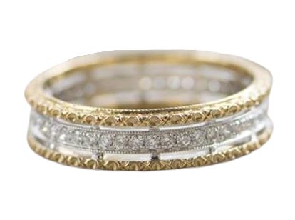 Diamond Ring Micro Pave Milgrain Details 18K Gold Unique Wedding Band Full Eternity Hand Carved Handmade Christmas Gift for Her AD1403 Aurora Designer