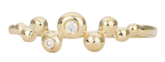 Bubble Beads 14K Gold Ring with Bezel Set Diamond Cluster Unique Right Hand Ring AD1434 Aurora Designer