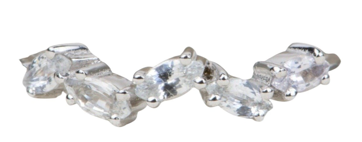 Zig Zag Marquise White Sapphire Cluster Ring in 14K Gold AD1439 Aurora Designer