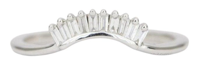 10 Ten Baguette Diamond Crown Wedding Band 14K Gold Contoured Ring AD1445 Aurora Designer