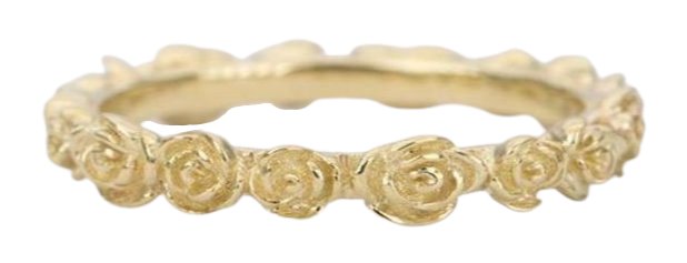 Rose 14K Gold Ring Unique Wedding Band Flower Floral Full Eternity Stacking Rings Stackable AD1501 Aurora Designer