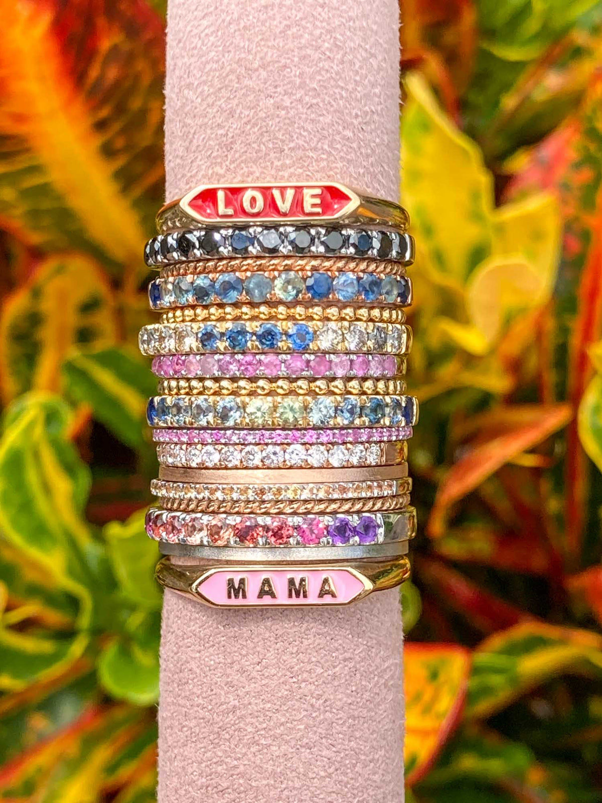 Solid 14K Gold Personalization Signet Letter Enamel Ring AD2046 Aurora Designer