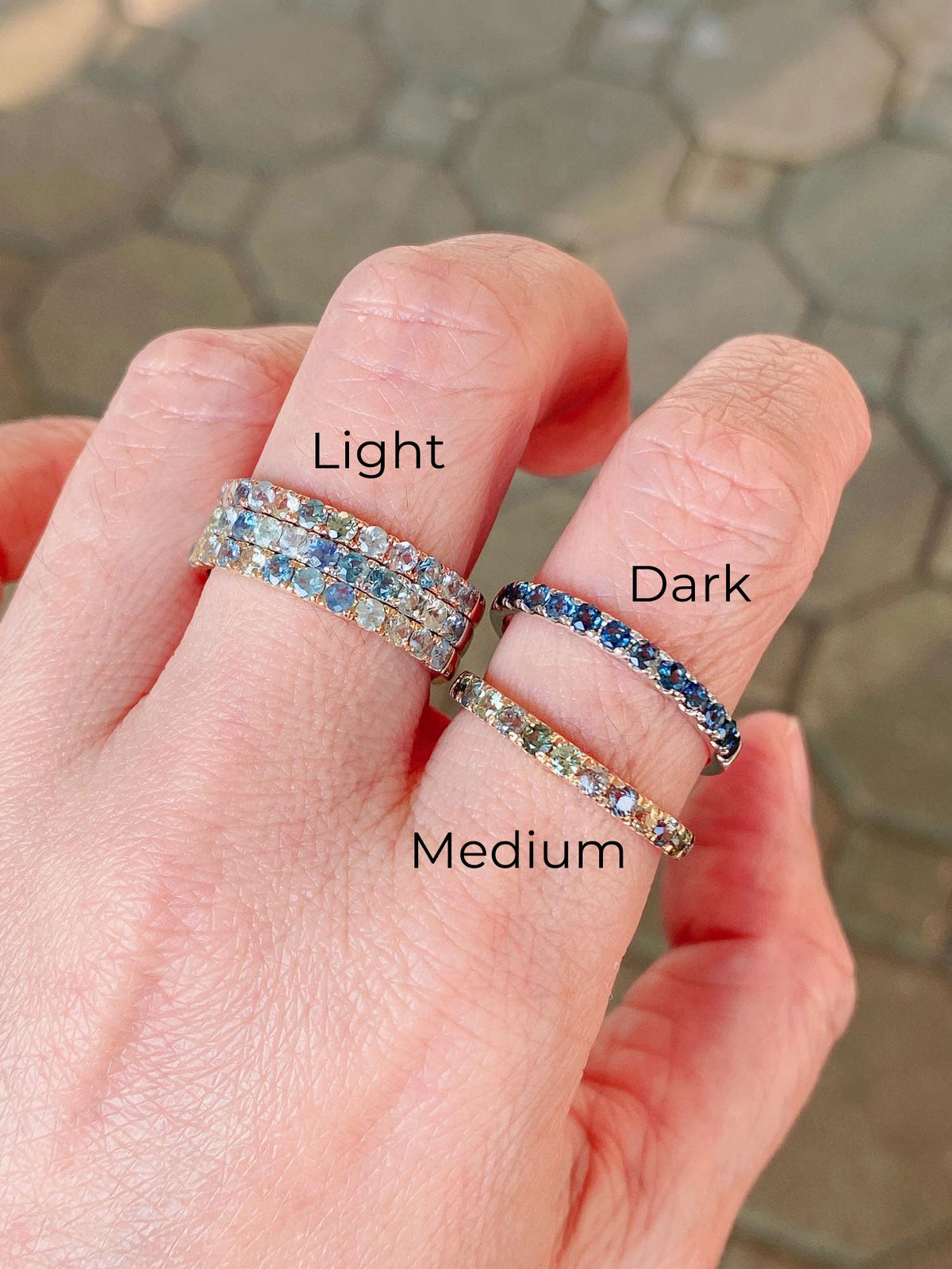 2mm Montana Sapphire 14K Gold Half Eternity Pave Wedding Band AD1509MT Aurora Designer