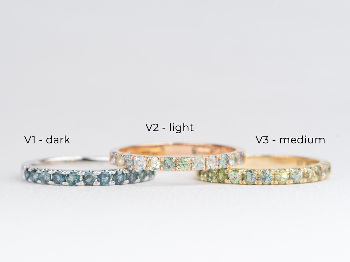 2mm Montana Sapphire 14K Gold Half Eternity Pave Wedding Band AD1509MT Aurora Designer