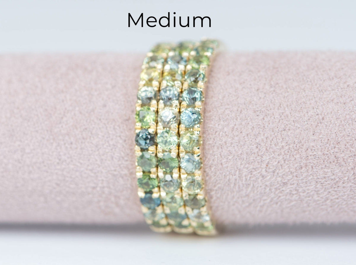 2mm Montana Sapphire 14K Gold Half Eternity Pave Wedding Band AD1509MT Aurora Designer