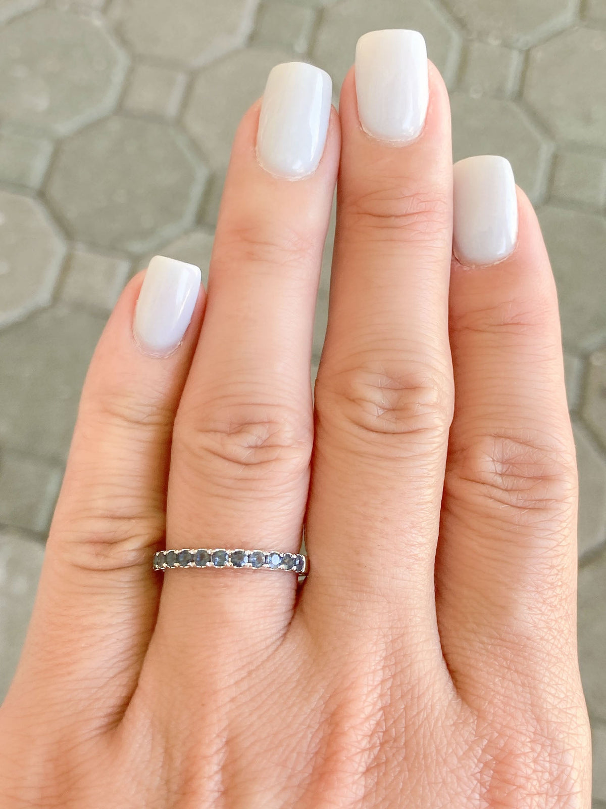 2mm Montana Sapphire 14K Gold Half Eternity Pave Wedding Band AD1509MT Aurora Designer