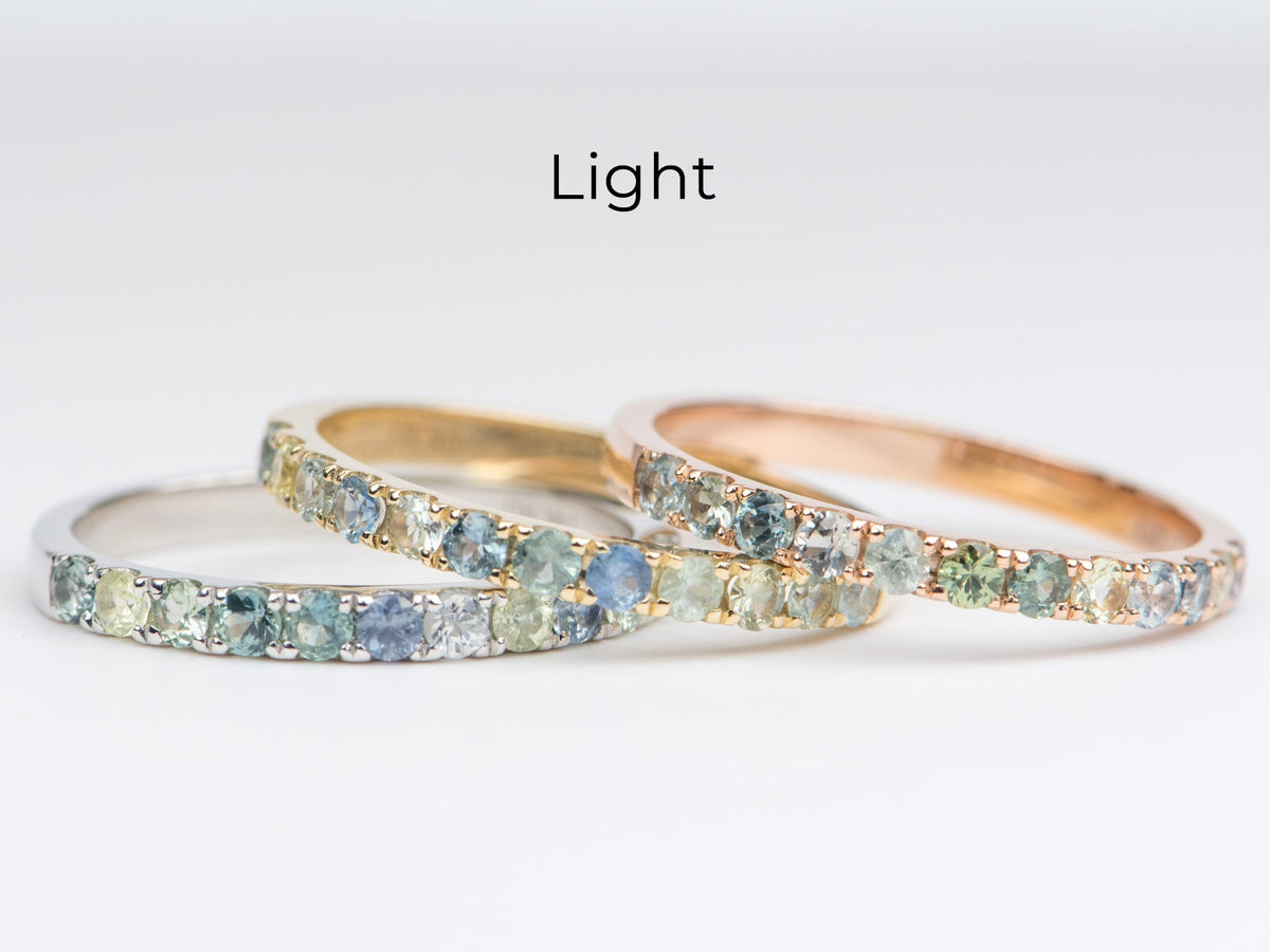 2mm Montana Sapphire 14K Gold Half Eternity Pave Wedding Band AD1509MT Aurora Designer