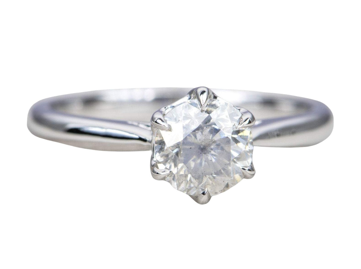1.21ct Round Brilliant Cut Salt and Pepper Diamond 14K White Gold Engagement Ring Tulip AD1540-8 Aurora Designer