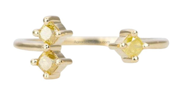 Aurora Designer - Open End Fancy Color Trio-Diamond Ring 14K
