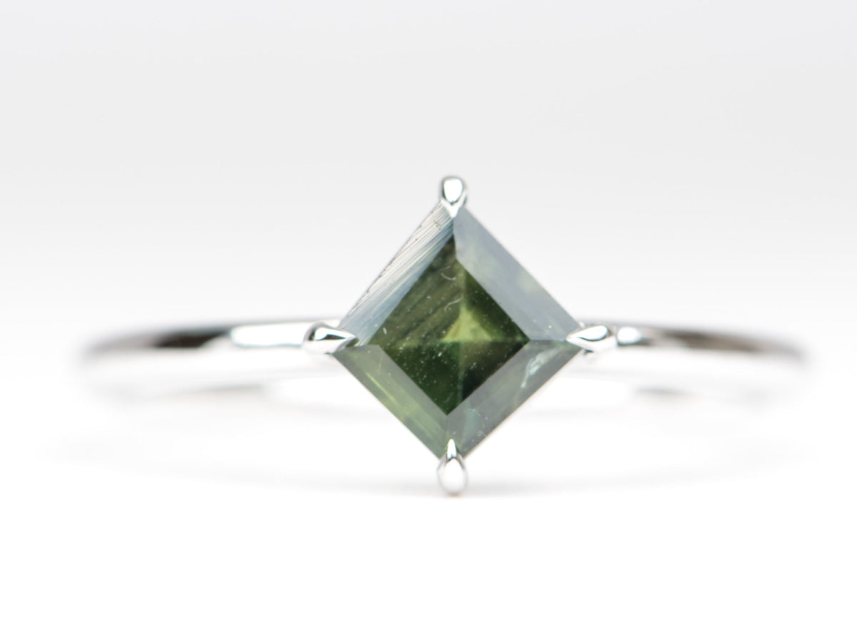 1.05ct Geometric Green Sapphire Engagement Ring 14K White Gold AD1686-53 Aurora Designer