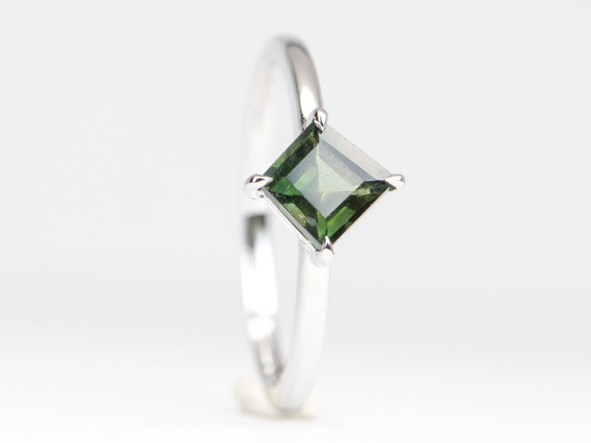 1.05ct Geometric Green Sapphire Engagement Ring 14K White Gold AD1686-53 Aurora Designer