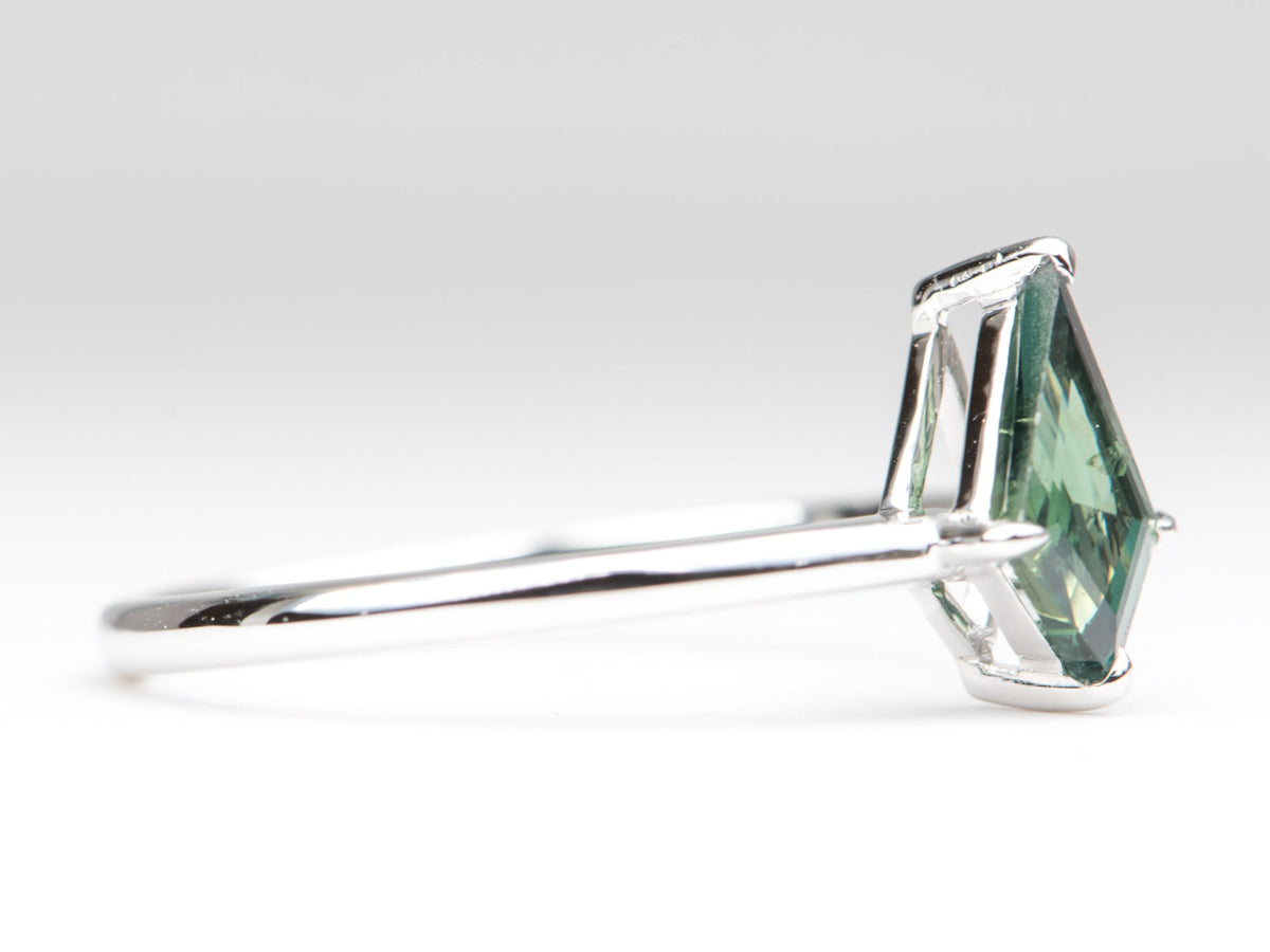 Solitaire Geometric Sapphire Engagement Ring 14K White Gold Claw Prong Setting Classic AD1686-54 Aurora Designer