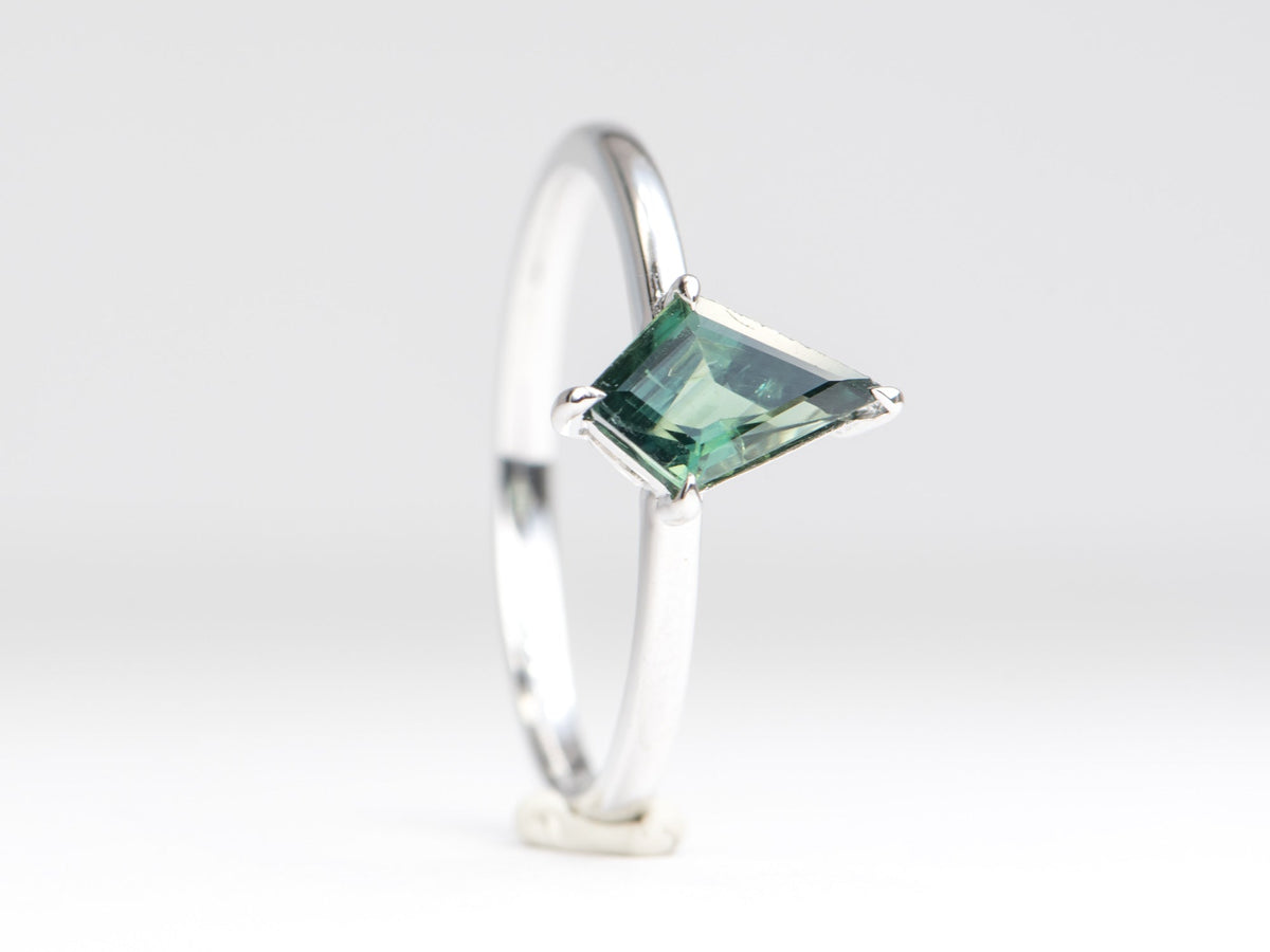 Solitaire Geometric Sapphire Engagement Ring 14K White Gold Claw Prong Setting Classic AD1686-54 Aurora Designer