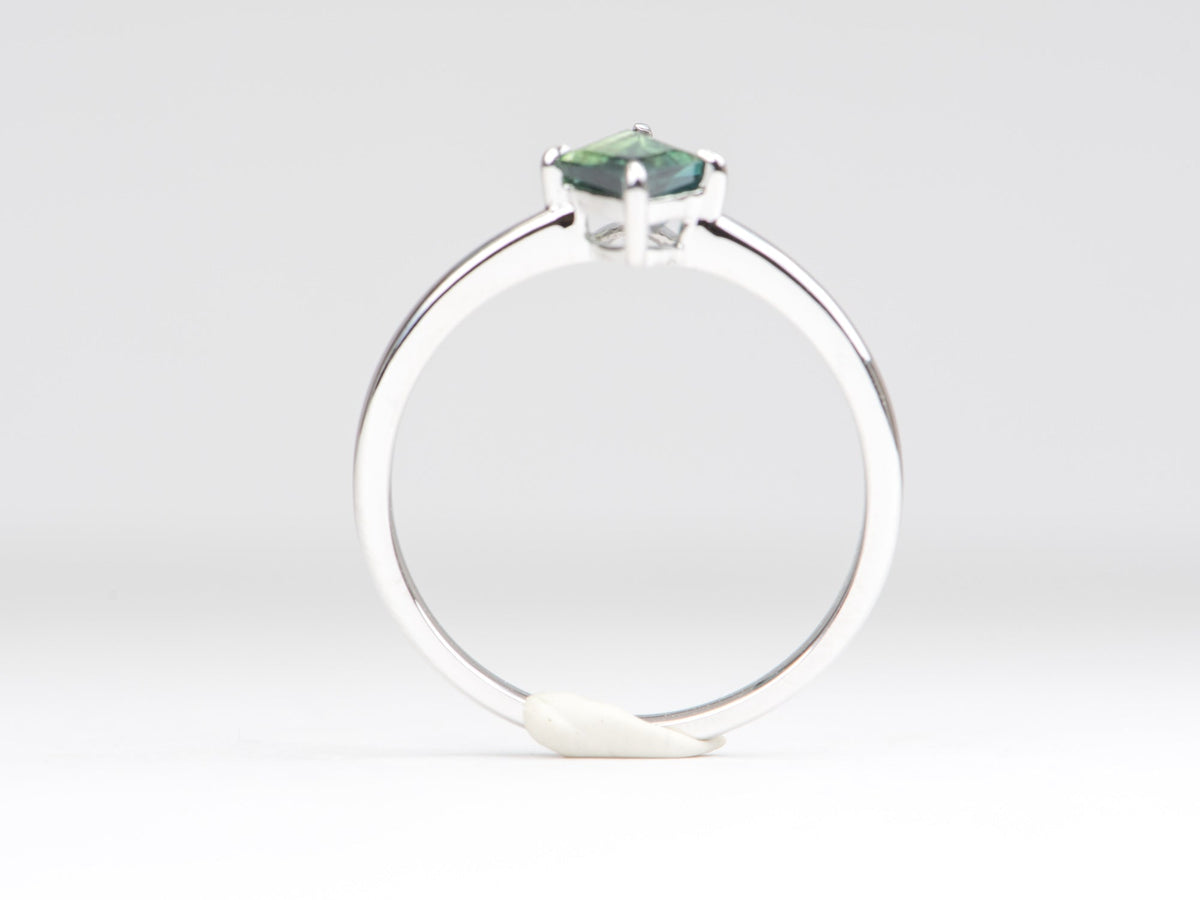 Solitaire Geometric Sapphire Engagement Ring 14K White Gold Claw Prong Setting Classic AD1686-54 Aurora Designer