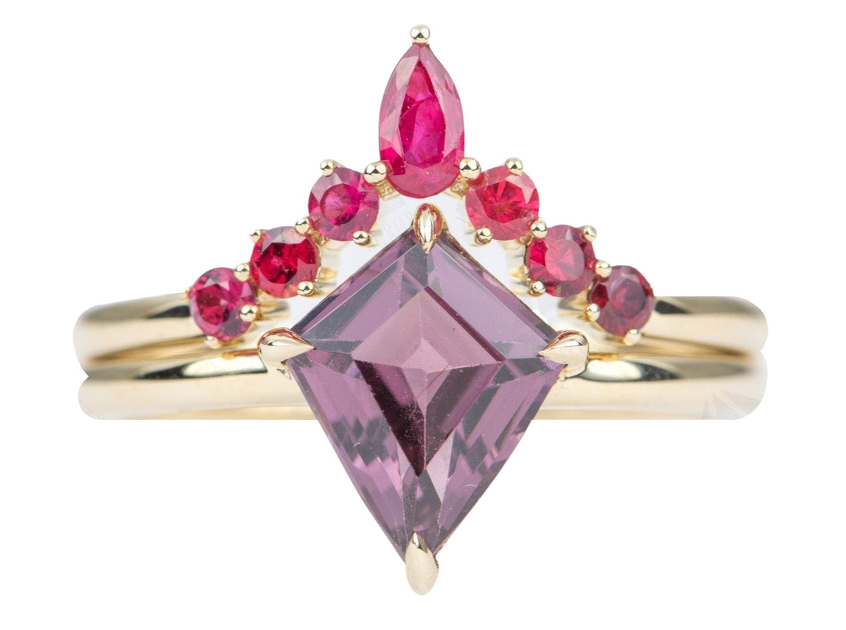 Kite Shape Spinel 14K Yellow Gold Engagement Ring Bridal Set Matching Wedding Band AD1686S-2 Aurora Designer