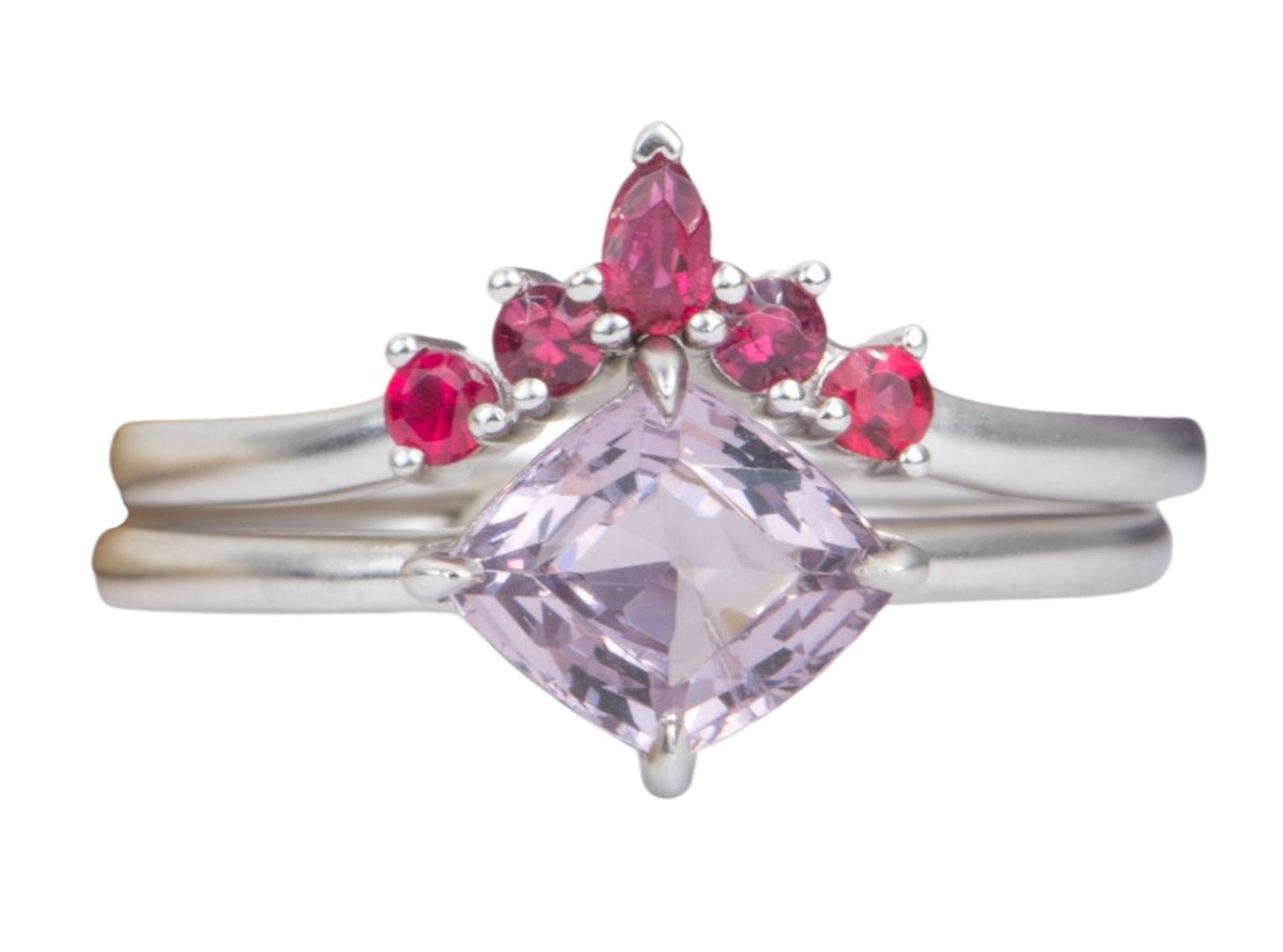 Kite Shape Spinel Solitaire 14K White Gold Engagement Ring Bridal Set Matching Crown AD1686S-3 Aurora Designer