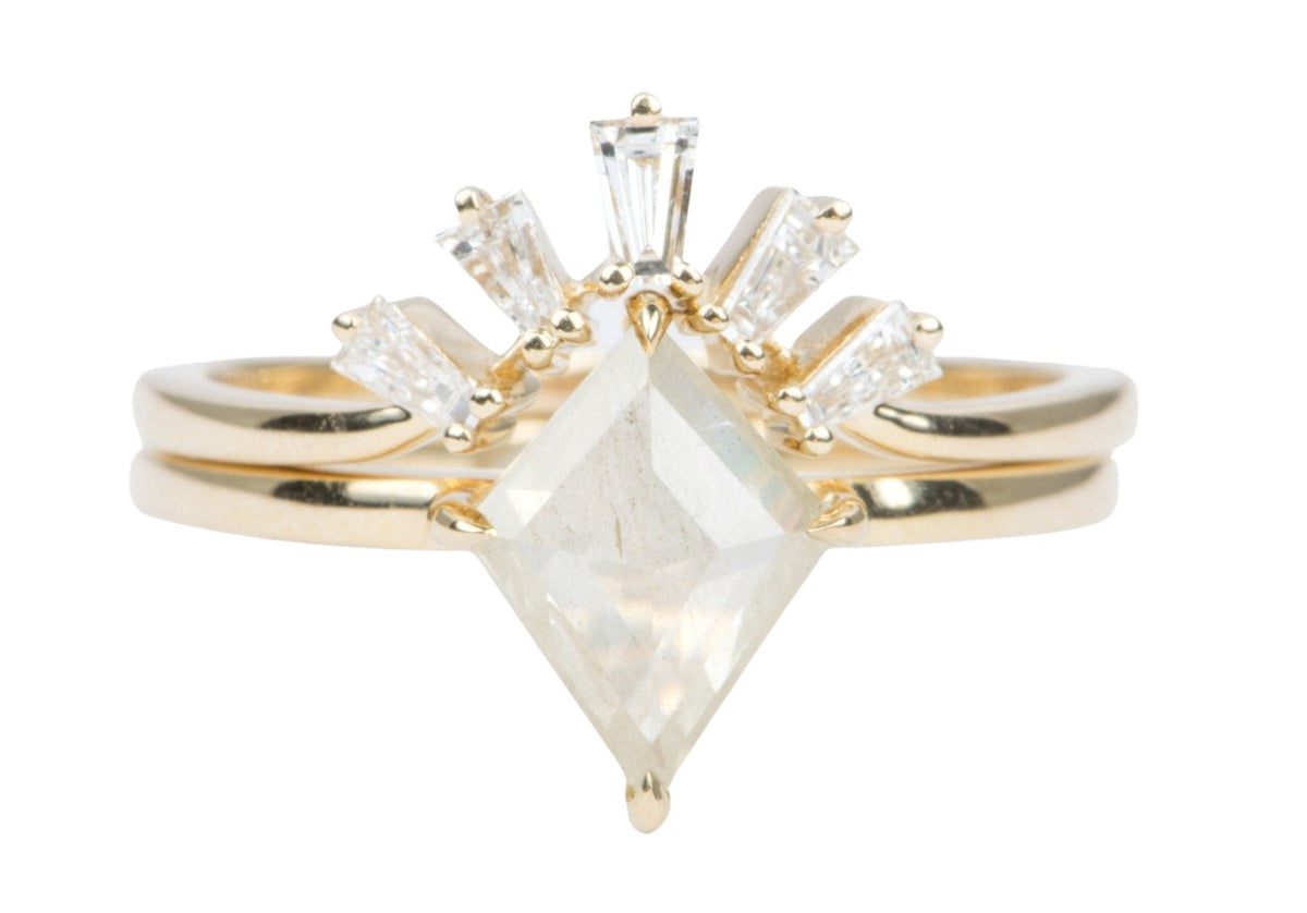 1.41ctw Salt and Pepper Diamond Bridal Set 14K Yellow Gold Wedding Band Engagement Ring AD1686S-8 Aurora Designer