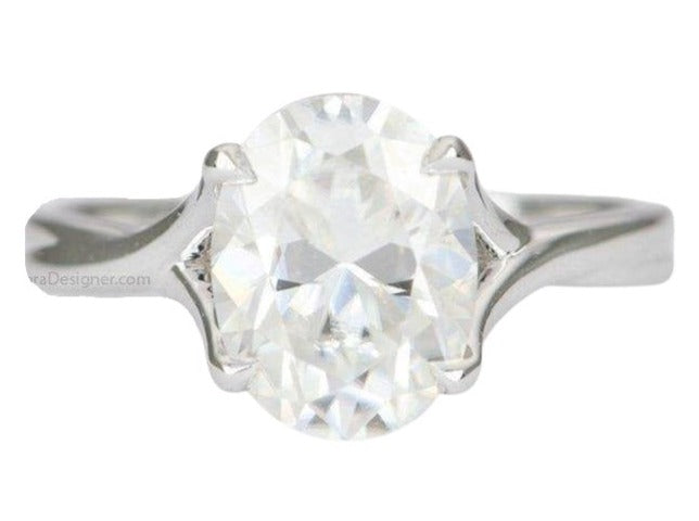 9*7mm Oval Moissanite Engagement Ring 14K Gold 4-Prong Solitaire AD1711 Aurora Designer