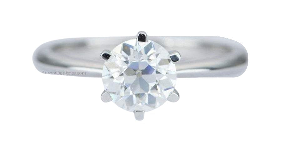 One-Carat Moissanite Engagement Ring 14K Gold 6-Prong Setting Diamond Alternative AD1737 Aurora Designer
