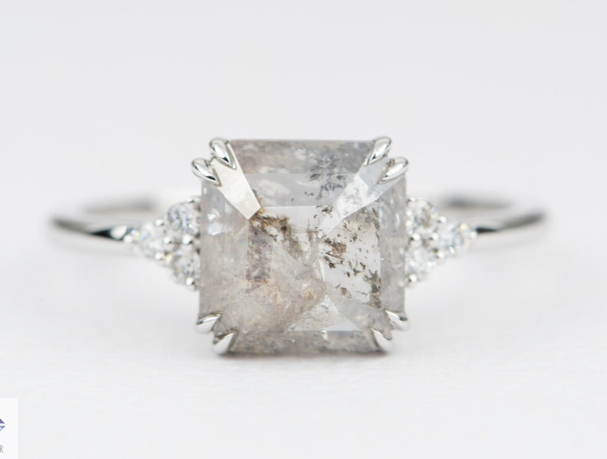 Ring Style - Prong Setting with Trio Side Stones for Regular Cut or Rose Cut Center Stone AD1752C Aurora Designer