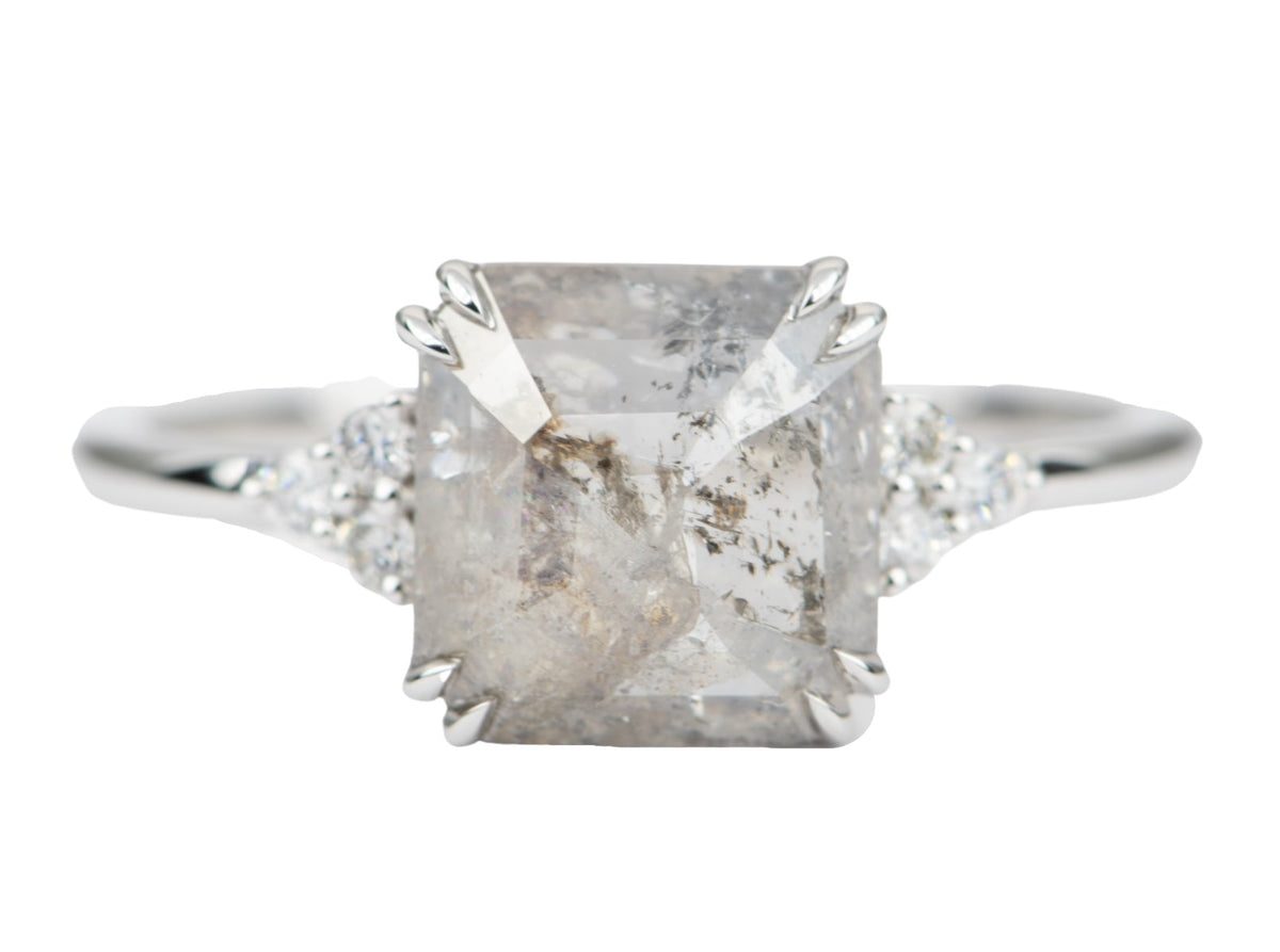 Ring Style - Prong Setting with Trio Side Stones for Regular Cut or Rose Cut Center Stone AD1752C Aurora Designer