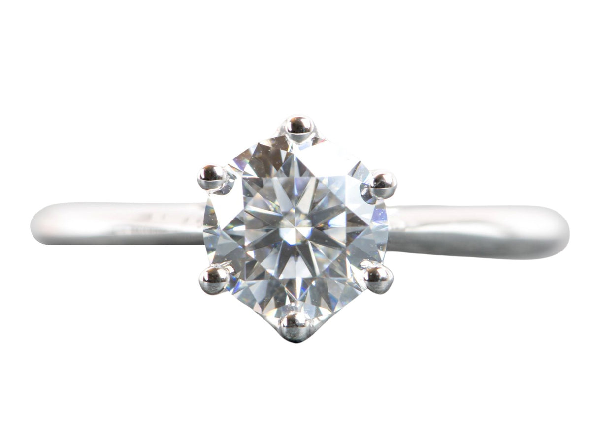 One-Carat Moissanite Engagement Ring 14K 18K Gold Platinum PT950 Trellis 6-Prong Setting AD1975 Aurora Designer