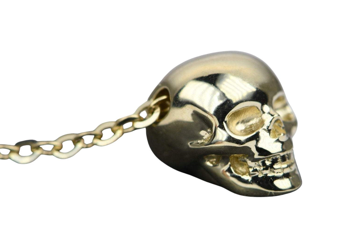 Skull Skeleton Solid 14K Gold Necklace Pendant Memento Mori Unique AD1977 Aurora Designer