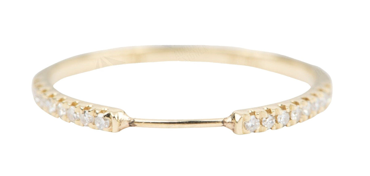 Unique Diamond Wedding Band 14K 18K Gold Thin Dainty Spacer Bar for Stacking Stackable Rings AD2080 Aurora Designer