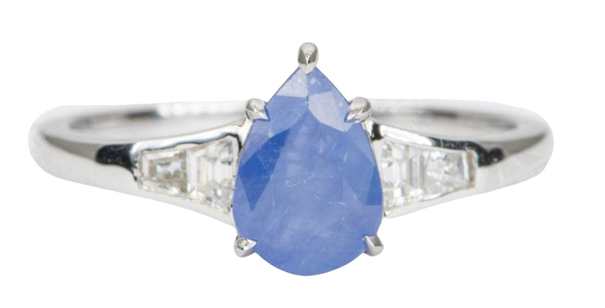 1.24ct Rustic Sapphire Moissanite Side Engagement Ring 14K White Gold AD2118-2 Aurora Designer