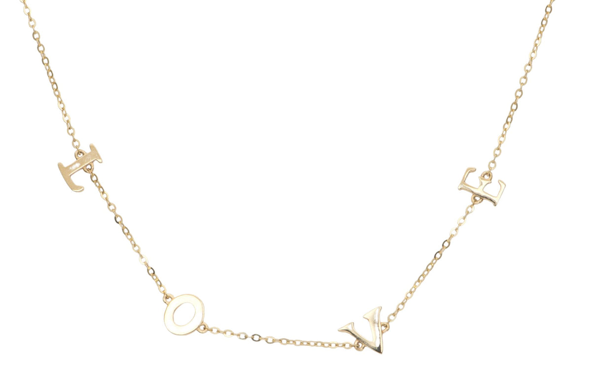 14K Gold Necklace Letter LOVE Unique Layering Letters Alphabets Customizable Personalized AD2210 Aurora Designer