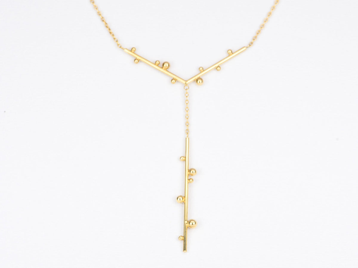 14K Yellow Gold Balance Beams &amp; Beads Contemporary Modern Design Necklace Chain Anniversary AD2284 Aurora Designer