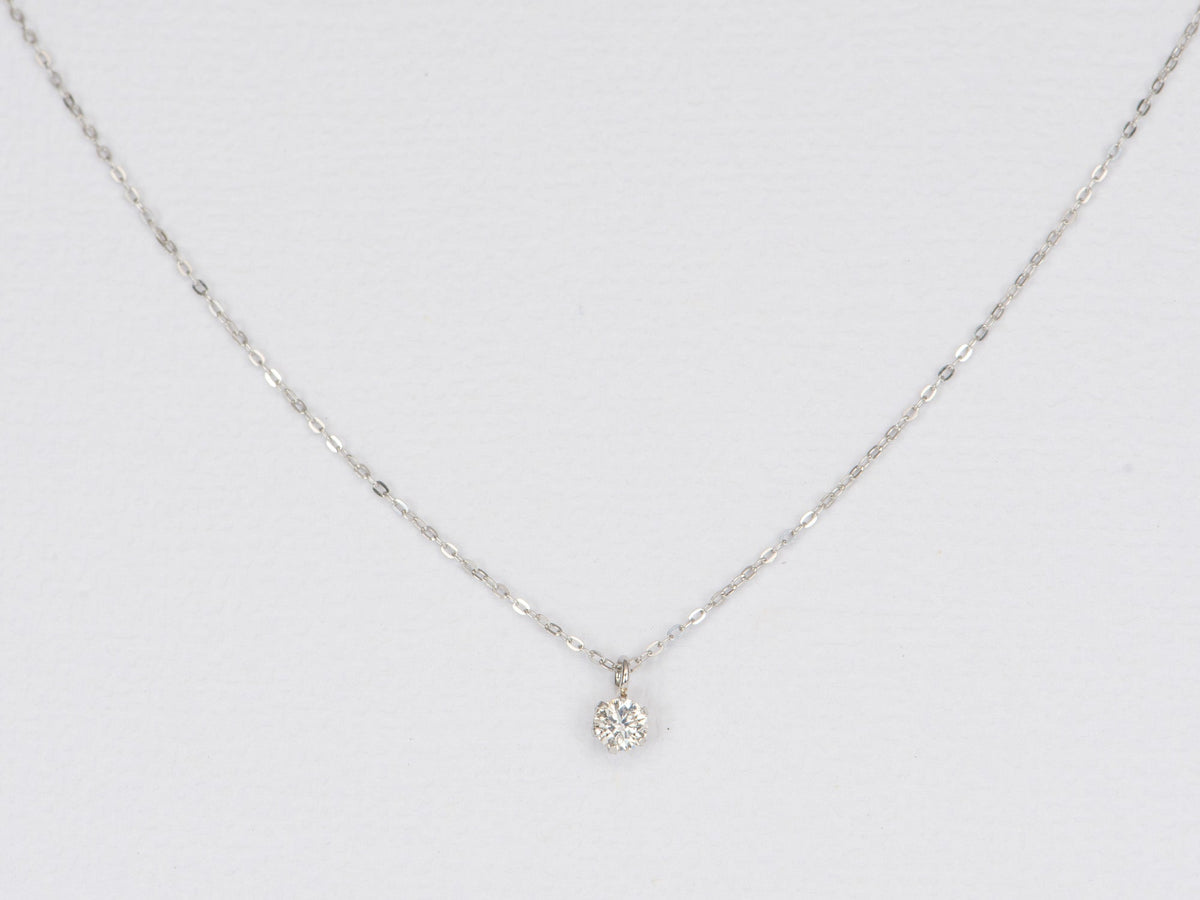 Diamond Necklace PT850 White Gold Prong Set Sparkly Full Cut Single Stone April Birthstone AD2286 Aurora Designer