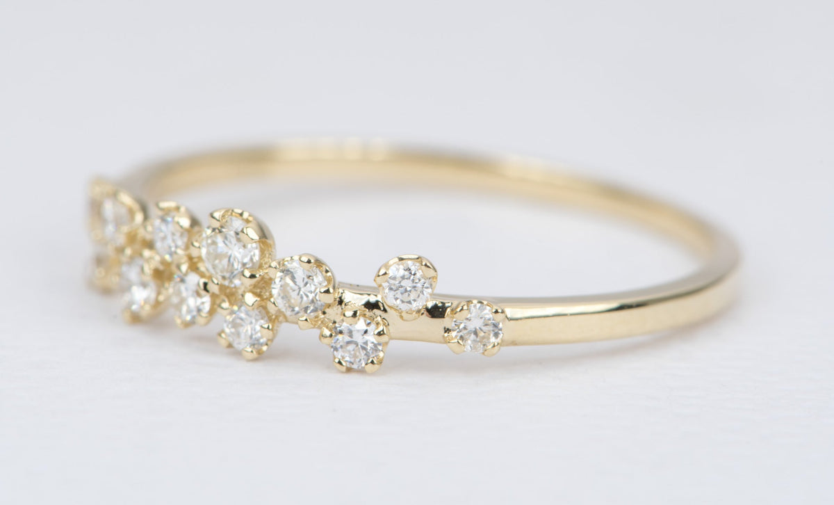 Celestial Diamond Cluster Ring 14K Gold Wedding Band AD2322 Aurora Designer