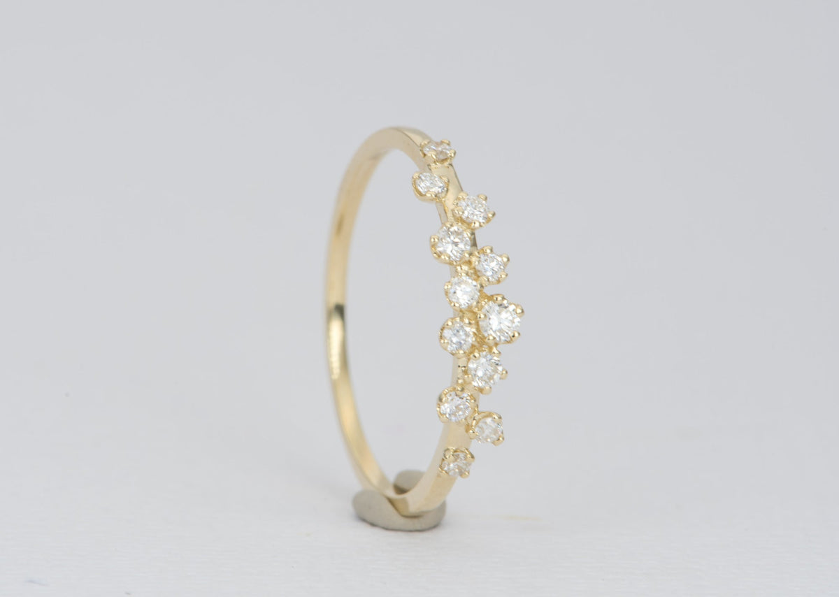 Celestial Diamond Cluster Ring 14K Gold Wedding Band AD2322 Aurora Designer