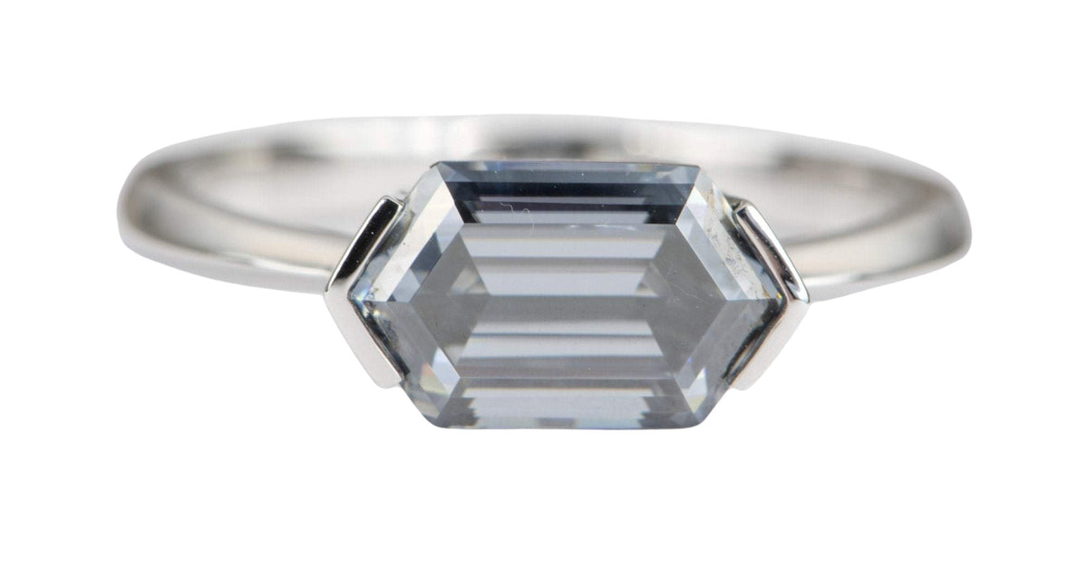 Custom Listing for Erin*** 1.8ct Gray Moissanite Engagement Ring and Matching Emerald Band 14K Gold Jo Dane