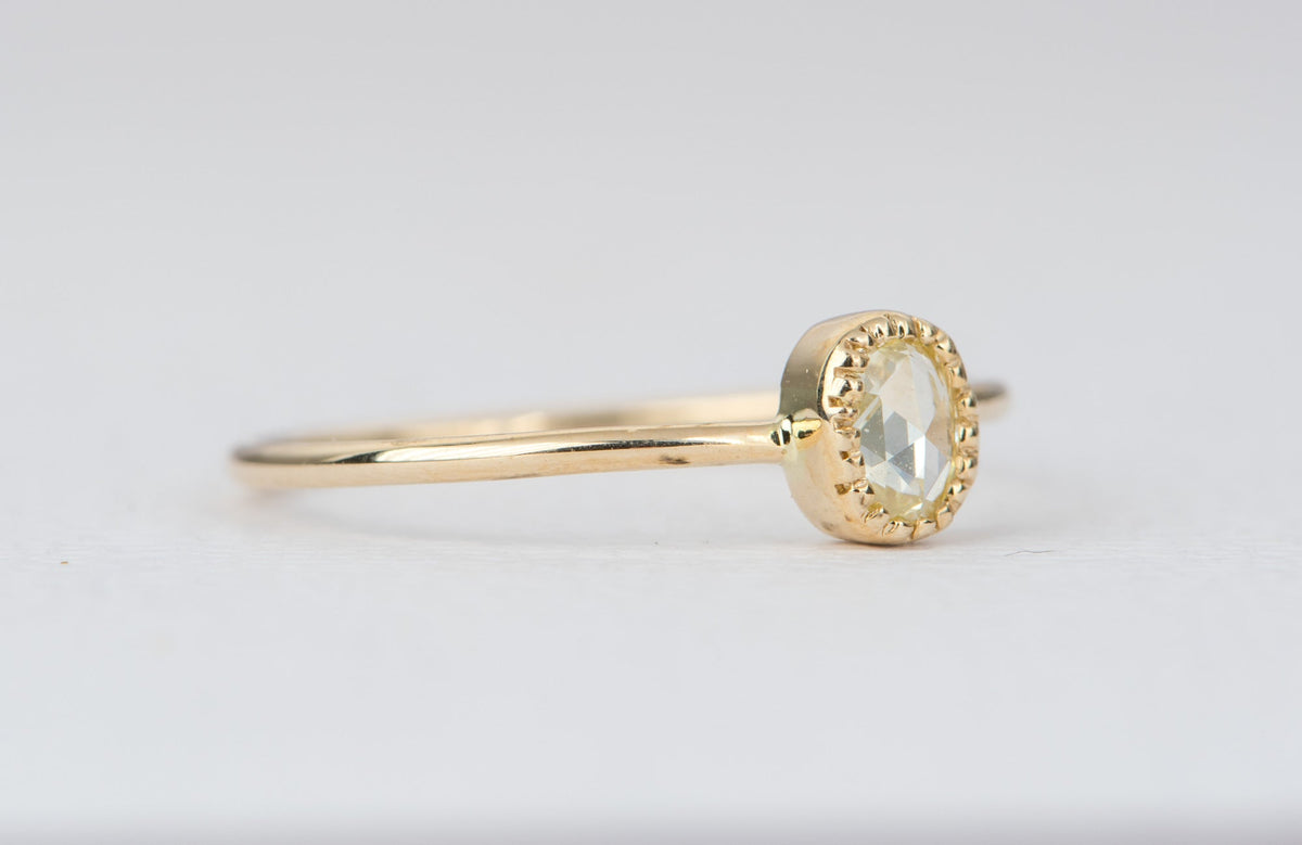 Oval Rose Cut Diamond 14K Yellow Gold Ring AD2353 Aurora Designer