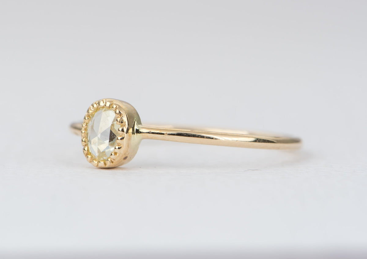 Oval Rose Cut Diamond 14K Yellow Gold Ring AD2353 Aurora Designer