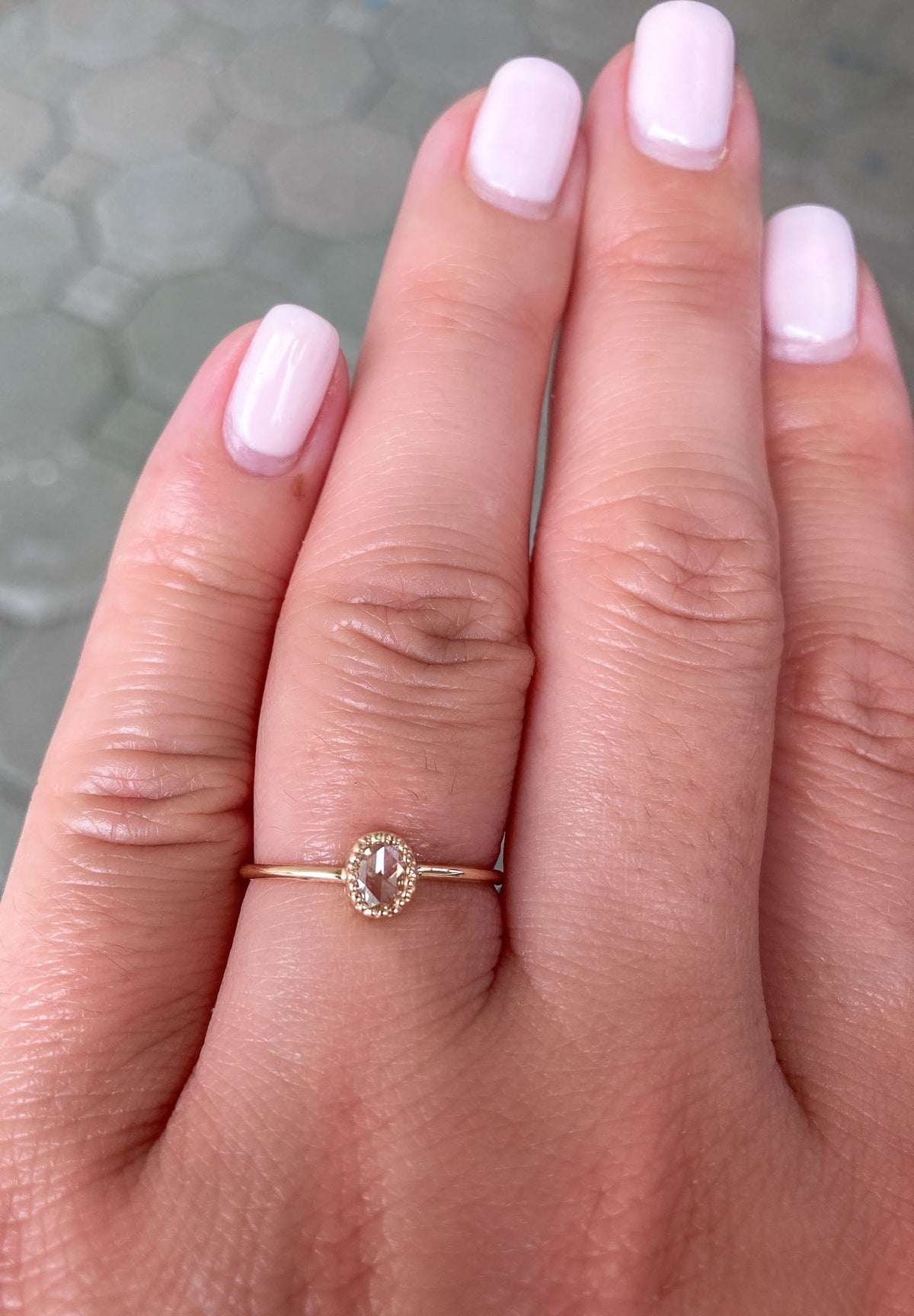 Oval Rose Cut Diamond 14K Yellow Gold Ring AD2353 Aurora Designer