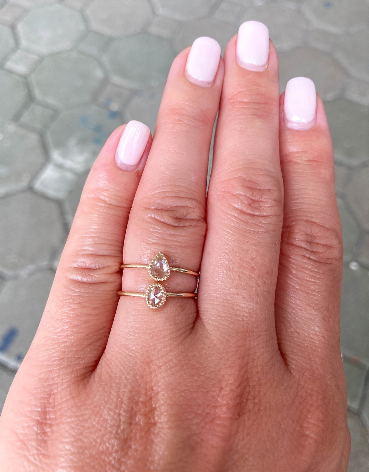 Oval Rose Cut Diamond 14K Yellow Gold Ring AD2353 Aurora Designer