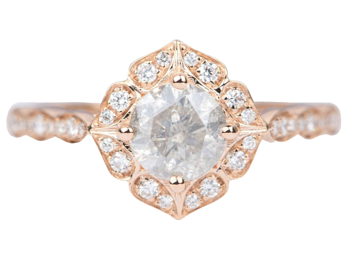 Round Brilliant Cut Salt and Pepper Diamond 14K Gold Engagement Ring AD2398 Aurora Designer