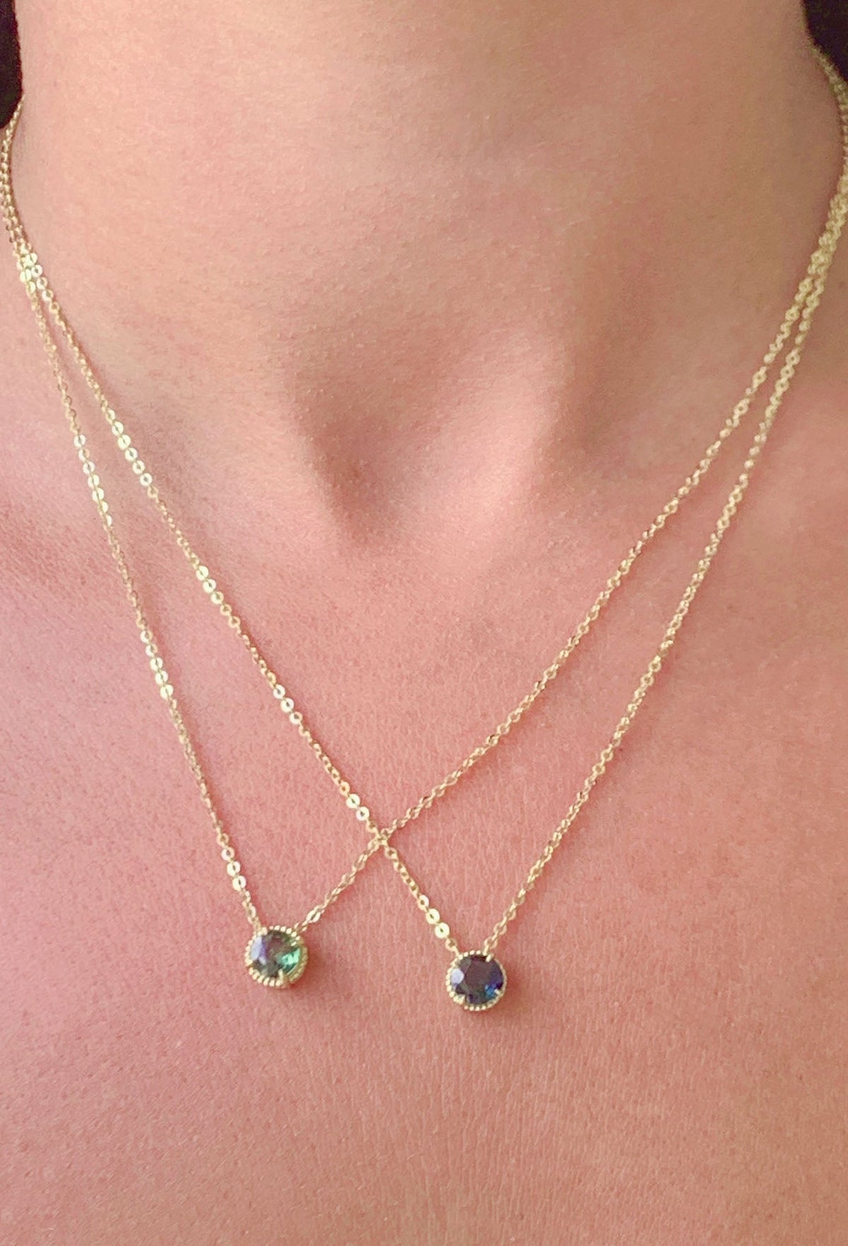 6mm Nigerian Sapphire Pendant Necklace 14K Gold AD2401 Aurora Designer