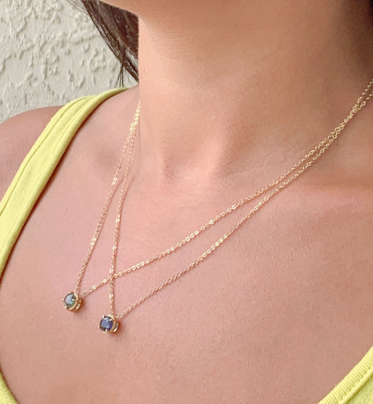 6mm Nigerian Sapphire Pendant Necklace 14K Gold AD2401 Aurora Designer