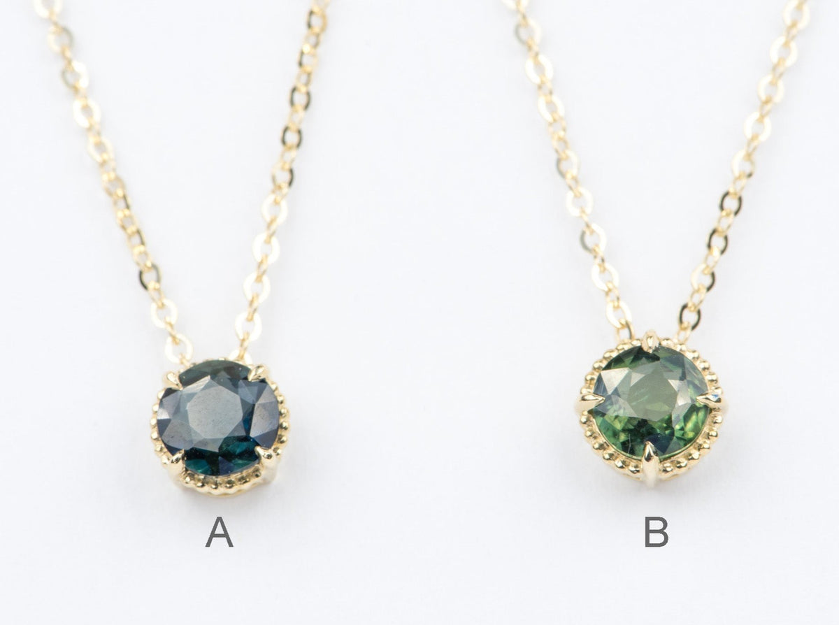 6mm Nigerian Sapphire Pendant Necklace 14K Gold AD2401 Aurora Designer