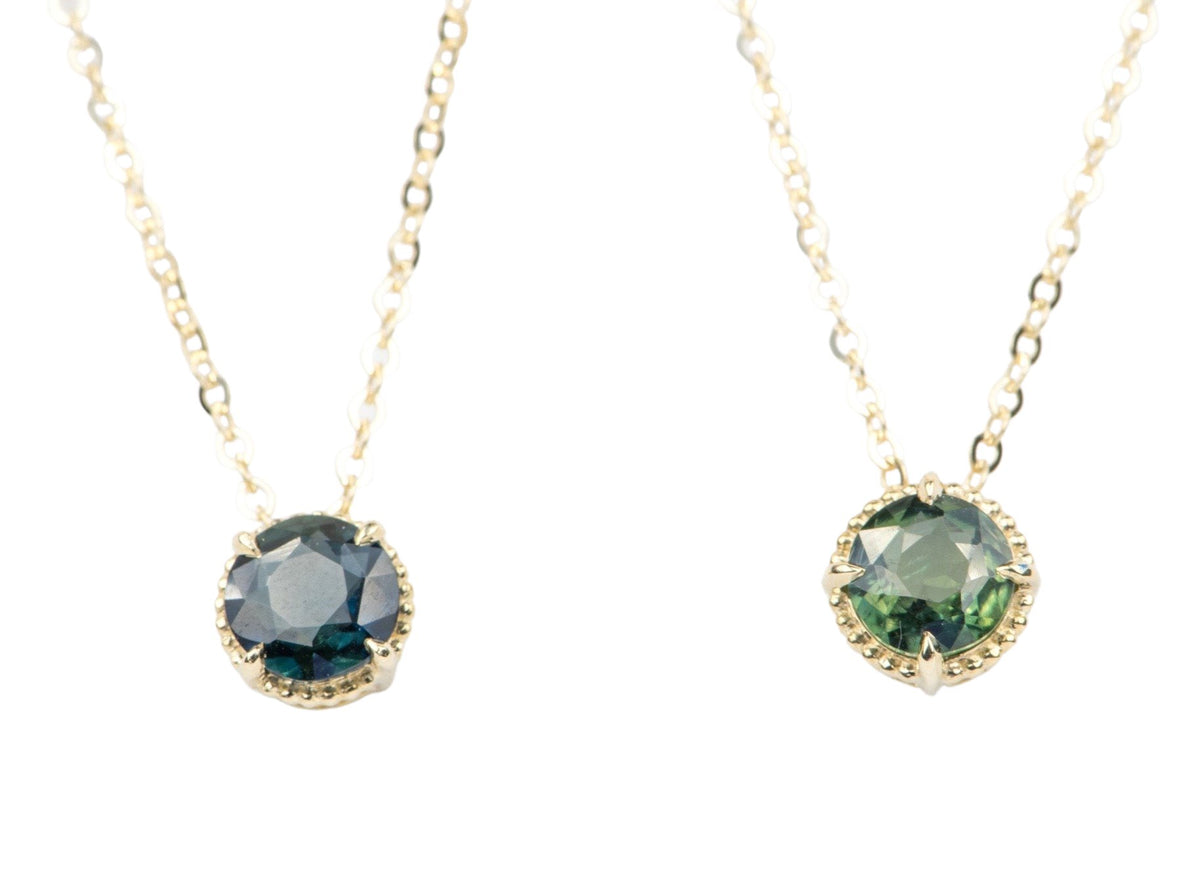 6mm Nigerian Sapphire Pendant Necklace 14K Gold AD2401 Aurora Designer