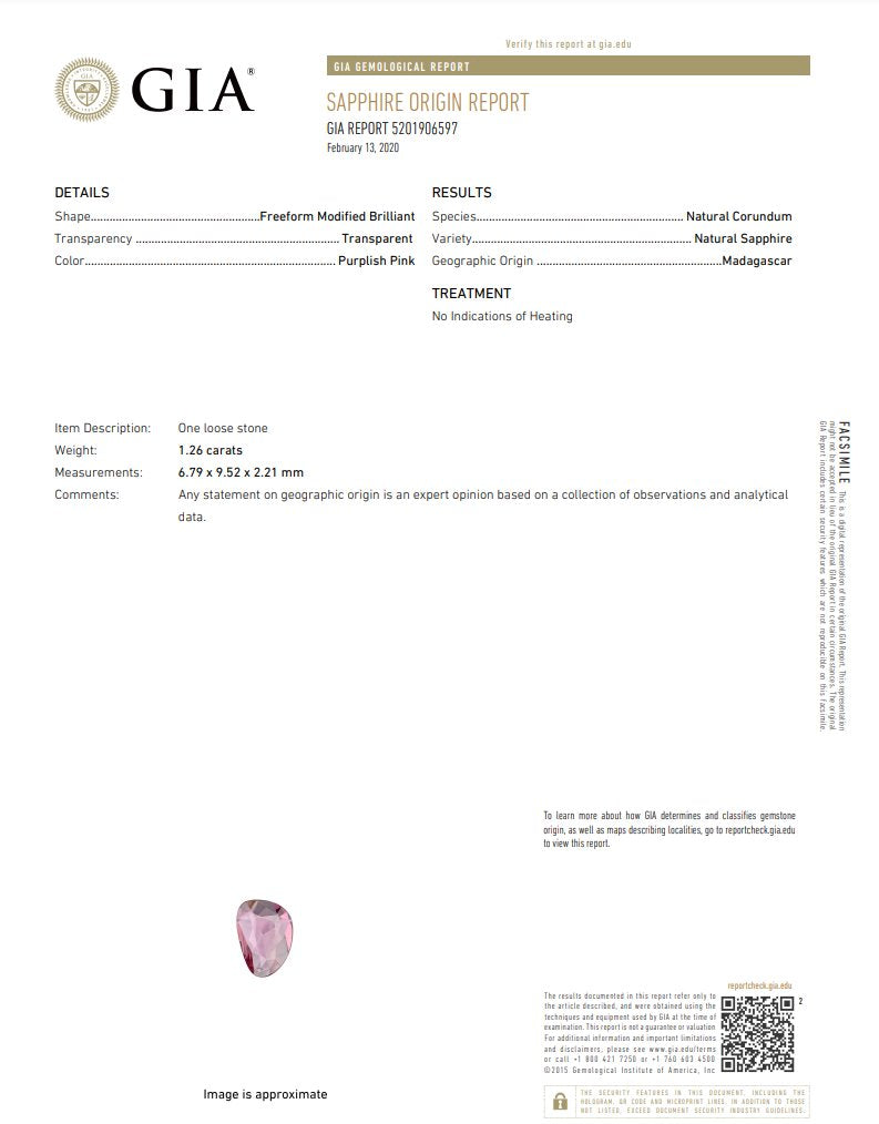 1.26ct GIA-Certified Natural Pink Sapphire Stacking Ring 14K Gold R6462 Aurora Designer