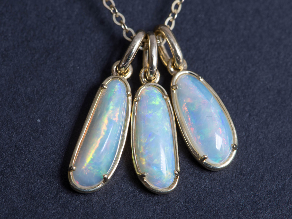 Solid Australian Opal with Beautiful Flash of Fire 9K Yellow Gold Pendant Charm R4079 Aurora Designer